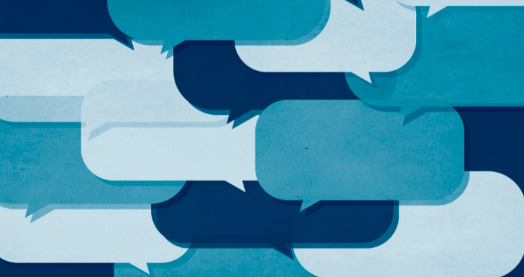 Graphic with multicolored text bubbles